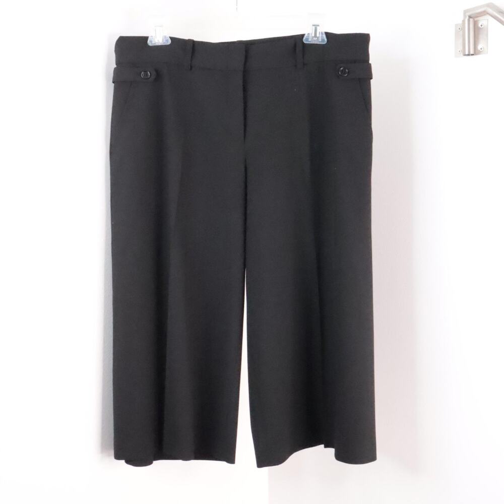 BCBGMaxAzria Women’s 10 Black Wide Leg Cropped Capri Office Trouser Dress Pants
